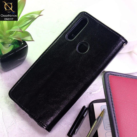 Huawei Y9 Prime 2019 Cover - Black - Shockproof Leather Magnetic Kickstand Wallet Flipbook With Card Holder Slots Case
