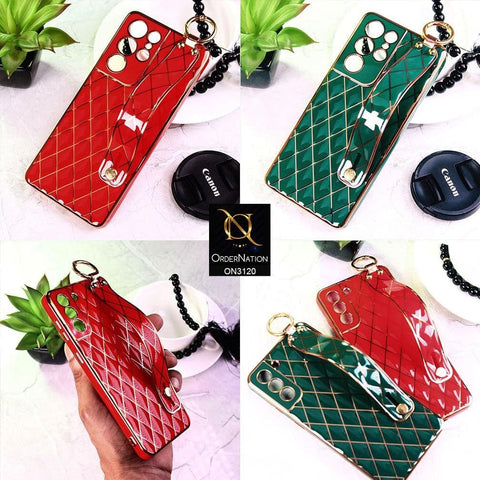 Samsung Galaxy A52 Cover - Green - Luxury Gold Plating Diamond Cut Wristband Holder Soft Shiny Silicone Case
