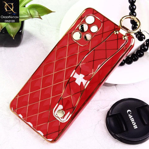 Samsung Galaxy A52s 5G Cover - Red - Luxury Gold Plating Diamond Cut Wristband Holder Soft Shiny Silicone Case