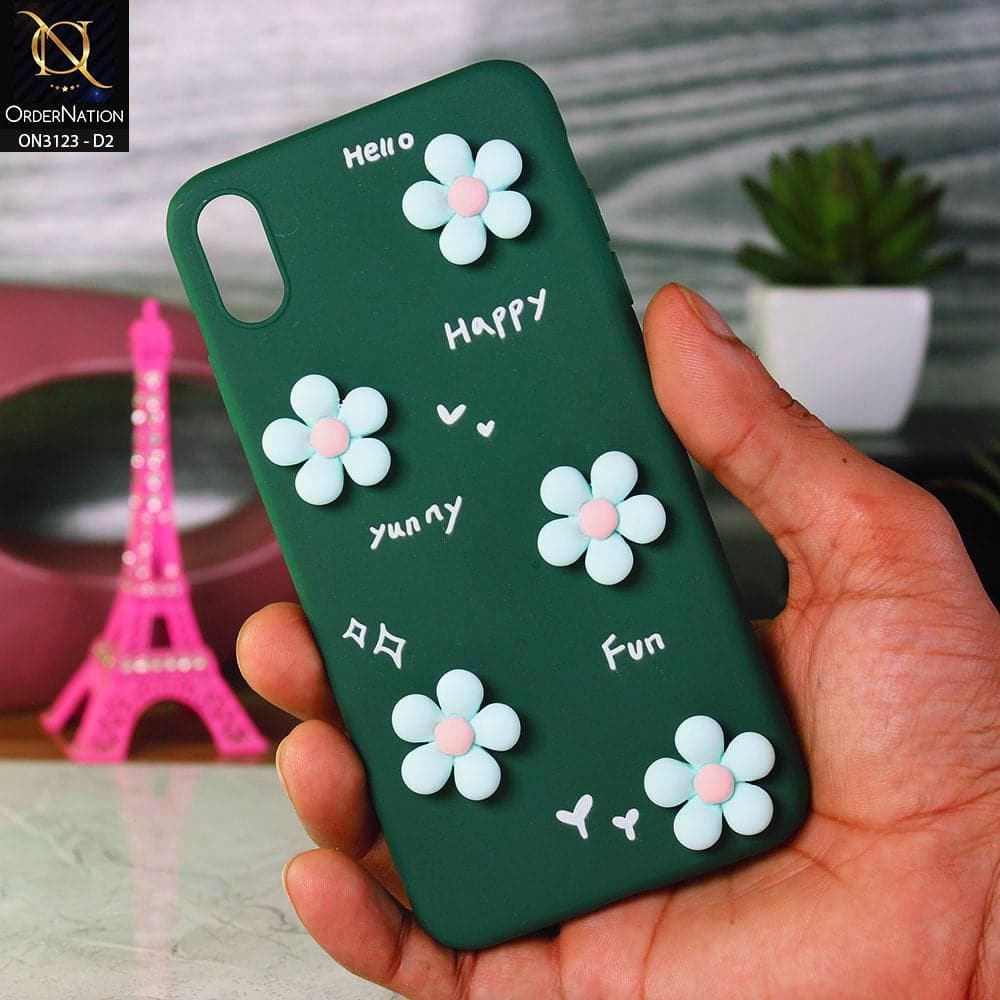 iPhone XS Max Cover - Design 2 - Happy Fun Cute FLower Beads Anti-Slip Soft Case