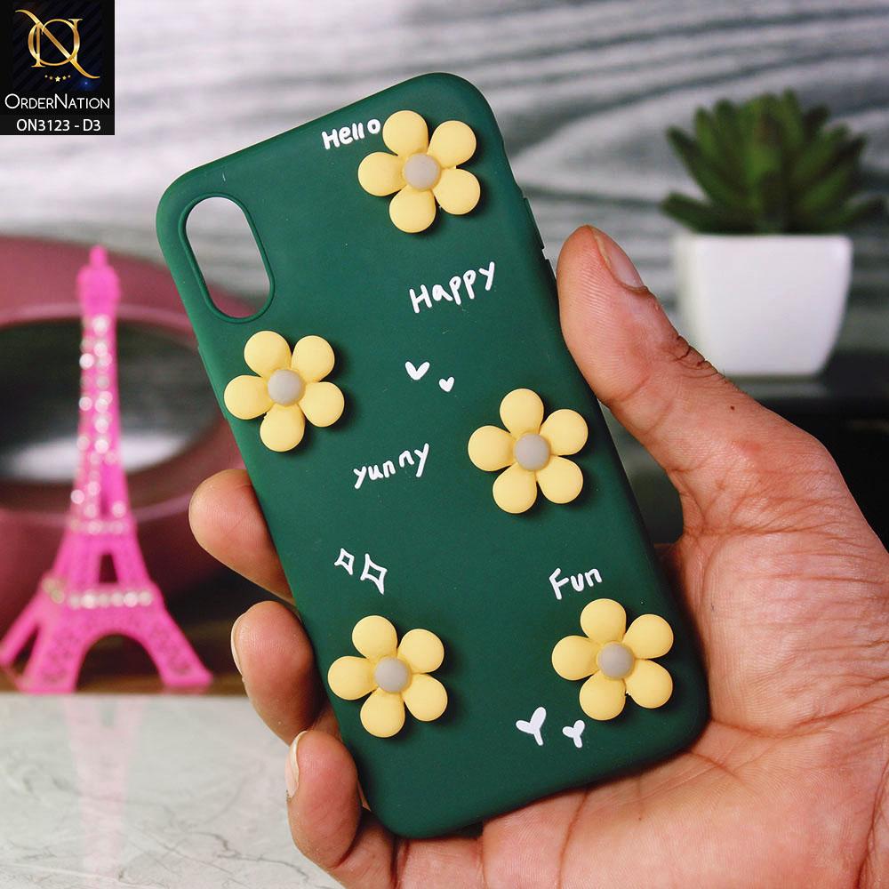 iPhone XS / X Cover - Design 3 - Happy Fun Cute FLower Beads Anti-Slip Soft Case