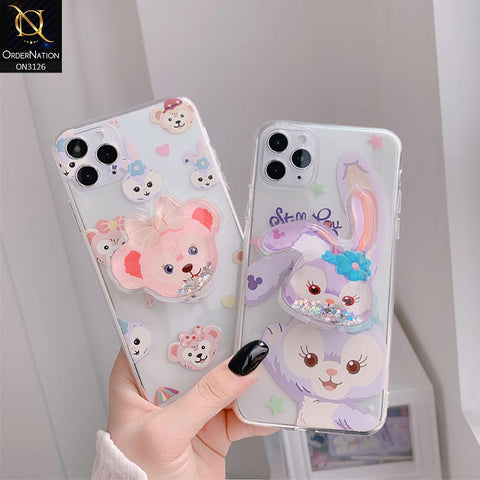 iPhone XS / X Cover - Design 2 - Cute Cartoon Duffy Soft Transparent Silicone Case with Matching Mobile Holder