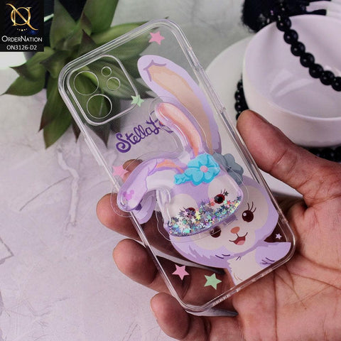 iPhone 11 Cover - Design 2 - Cute Cartoon Duffy Soft Transparent Silicone Case with Matching Mobile Holder