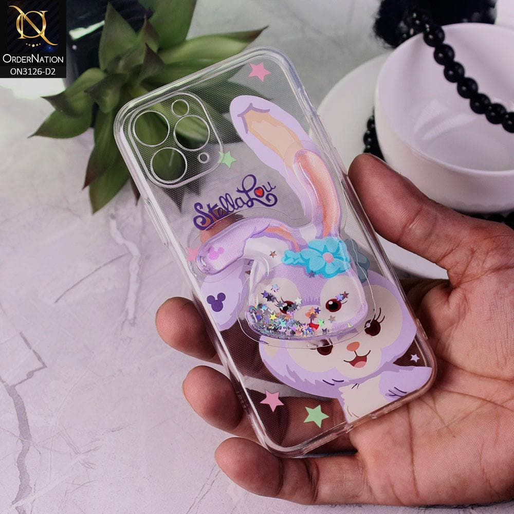 iPhone 11 Pro Max Cover - Design 2 - Cute Cartoon Duffy Soft Transparent Silicone Case with Matching Mobile Holder