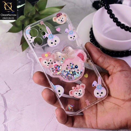 iPhone 12 Mini Cover - Design 1 - Cute Cartoon Duffy Soft Transparent Silicone Case with Matching Mobile Holder