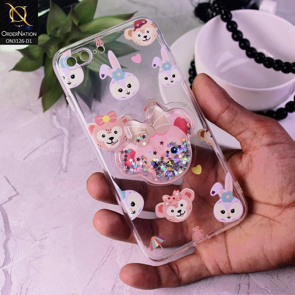 iPhone 8 Plus / 7 Plus Cover - Design 1 - Cute Cartoon Duffy Soft Transparent Silicone Case with Matching Mobile Holder