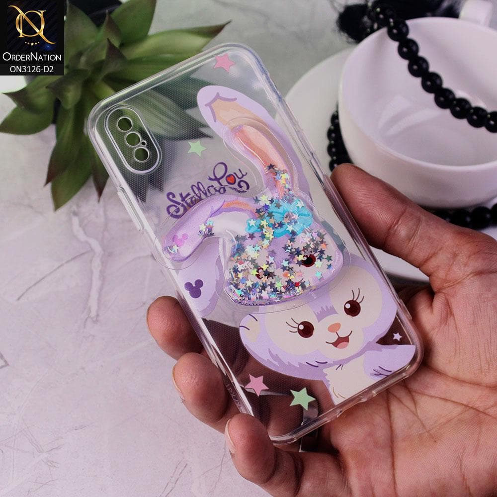 iPhone XS Max Cover - Design 2 - Cute Cartoon Duffy Soft Transparent Silicone Case with Matching Mobile Holder