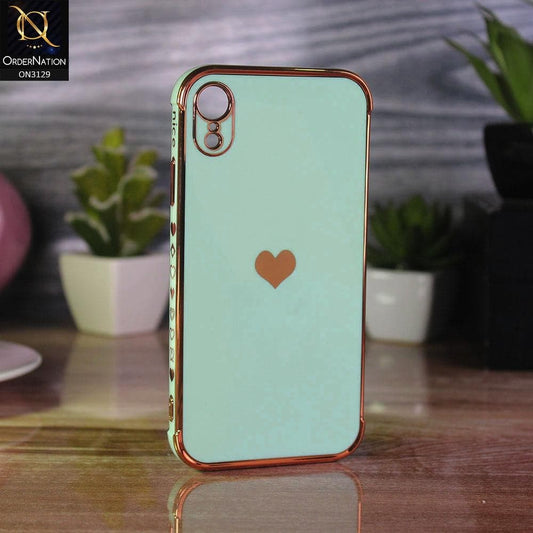 iPhone XR Cover - Mint Green - Electroplated Love Heart Soft Shiny Case