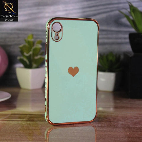 iPhone XR Cover - Mint Green - Electroplated Love Heart Soft Shiny Case