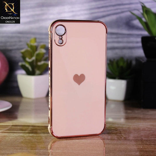 iPhone XR Cover - Rose Gold - Electroplated Love Heart Soft Shiny Case