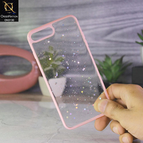iPhone 8 Plus / 7 Plus Cover - Pink - New Bling Twinkle Stars Candy Color Soft Border Case