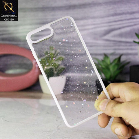 iPhone 8 Plus / 7 Plus Cover - White - New Bling Twinkle Stars Candy Color Soft Border Case