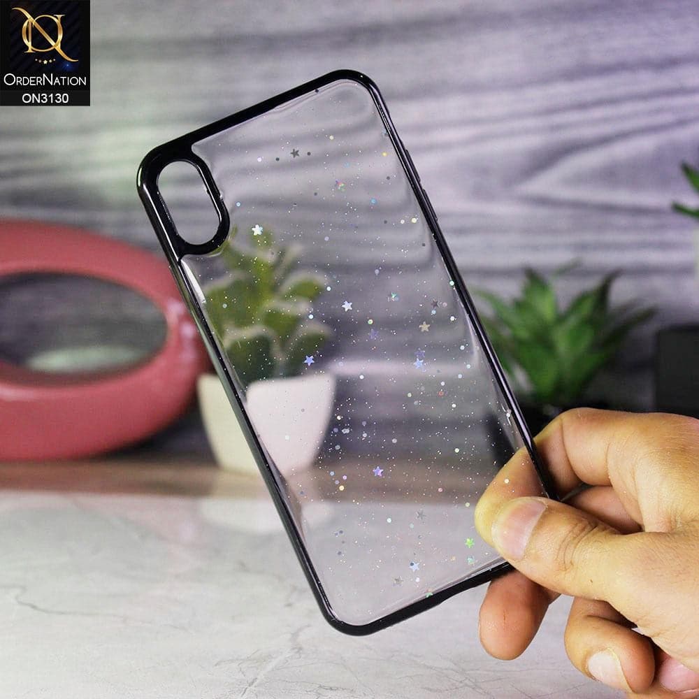 iPhone XR Cover - Black - New Bling Twinkle Stars Candy Color Soft Border Case