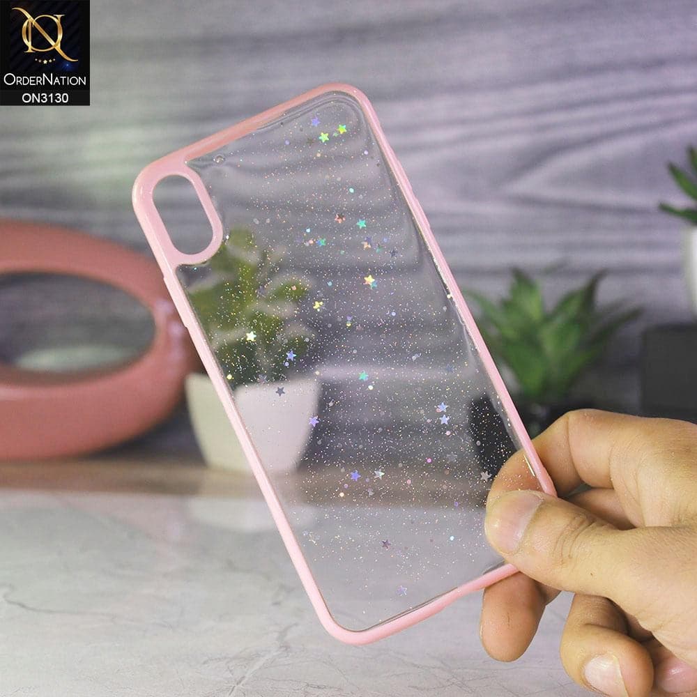 iPhone XS Max Cover - Pink - New Bling Twinkle Stars Candy Color Soft Border Case