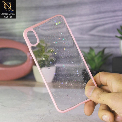iPhone XS Max Cover - Pink - New Bling Twinkle Stars Candy Color Soft Border Case