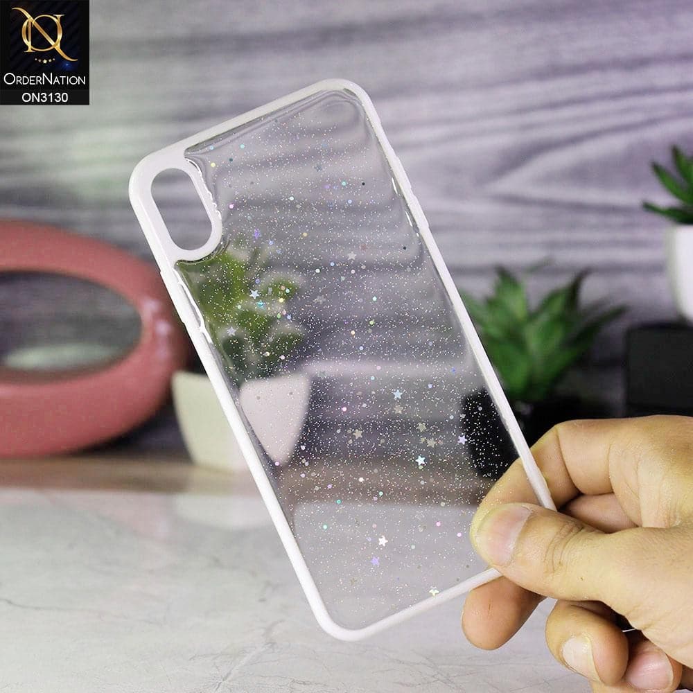 iPhone XS Max Cover - White - New Bling Twinkle Stars Candy Color Soft Border Case