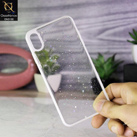iPhone XS Max Cover - White - New Bling Twinkle Stars Candy Color Soft Border Case