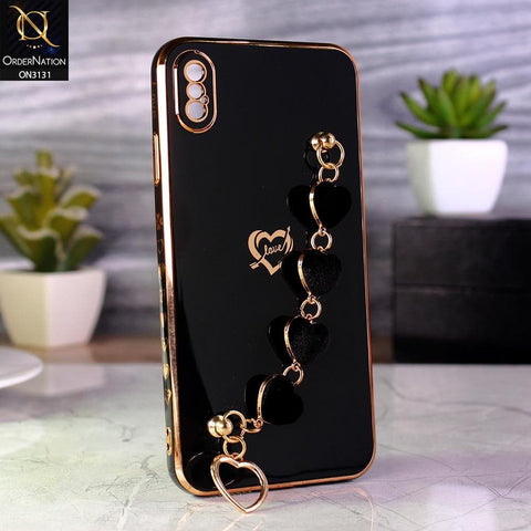 iPhone XS Max Cover - Black - Luxury Electroplated Love Heart Bracelet Soft Shiny Case