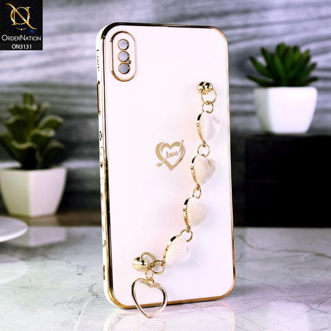 iPhone XS Max Cover - White - Luxury Electroplated Love Heart Bracelet Soft Shiny Case