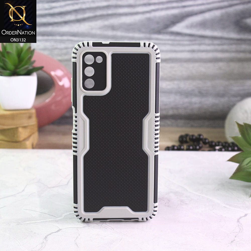 Samsung Galaxy M02s Cover - Gray - Shockproff Dotted Hybrid Soft Case