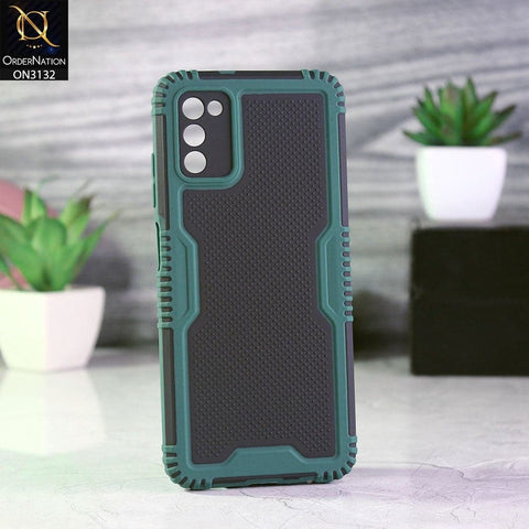 Samsung Galaxy A03s Cover - Green - Shockproff Dotted Hybrid Soft Case