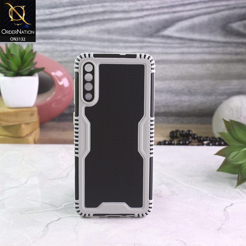 Samsung Galaxy A30s Cover - Gray - Shockproff Dotted Hybrid Soft Case