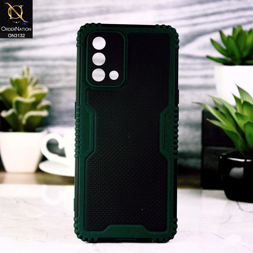 Oppo A74 Cover - Green - Shockproff Dotted Hybrid Soft Case