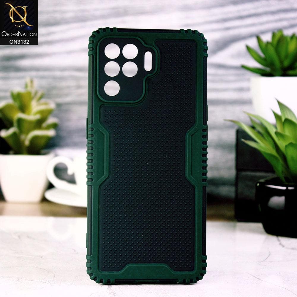 Oppo A94 Cover - Green - Shockproff Dotted Hybrid Soft Case