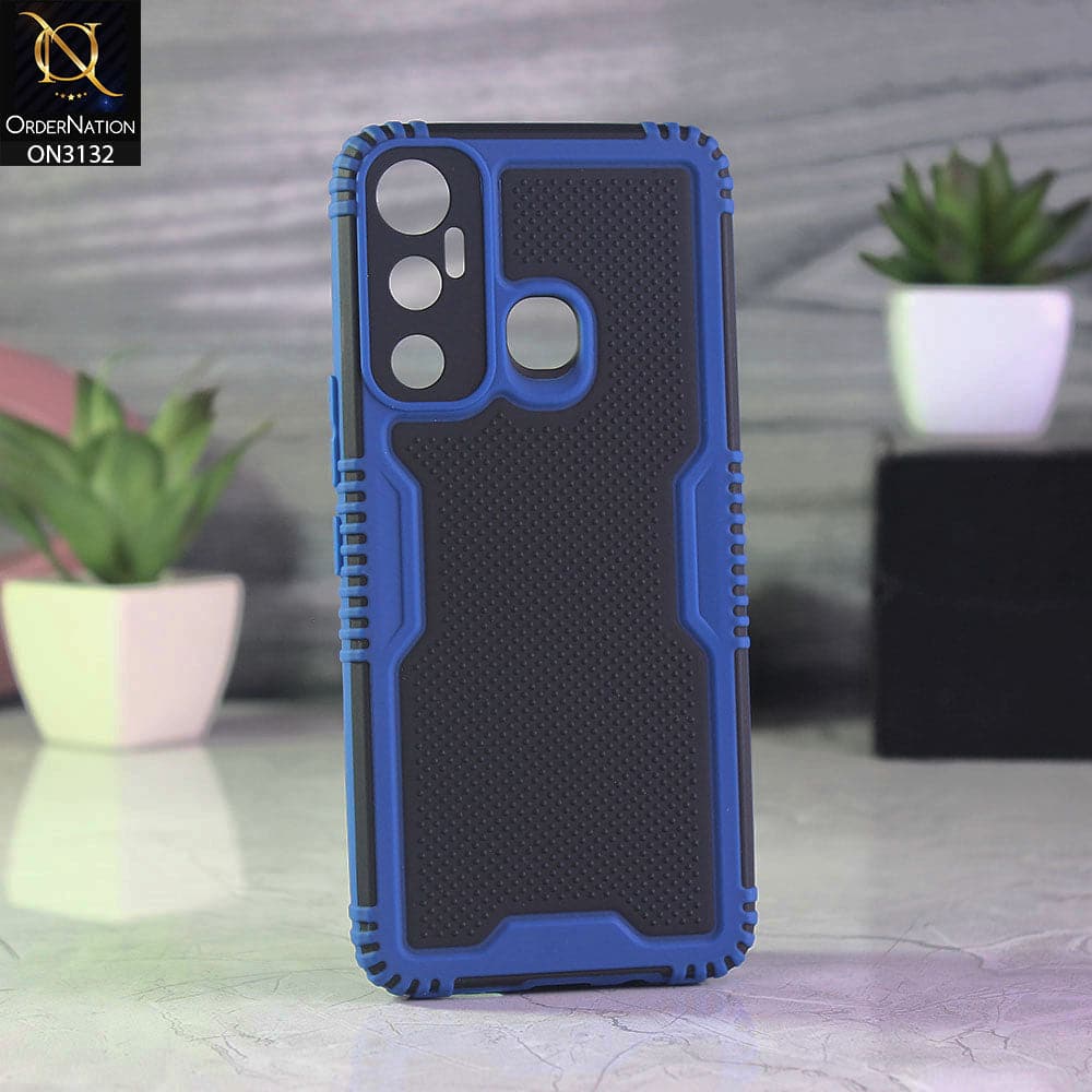 Infinix Hot 11 Cover - Blue - Shockproff Dotted Hybrid Soft Case