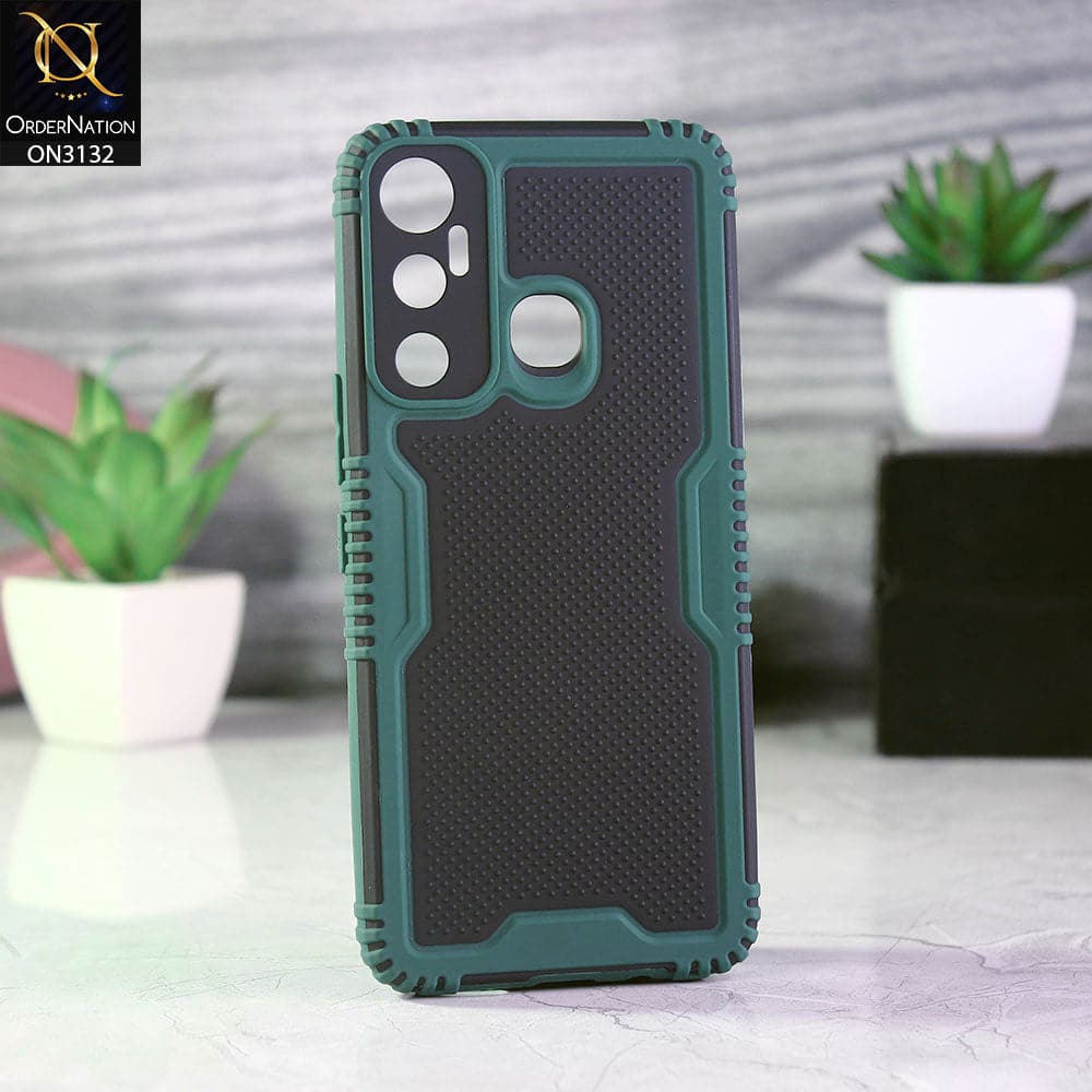 Infinix Hot 11 Cover - Green - Shockproff Dotted Hybrid Soft Case