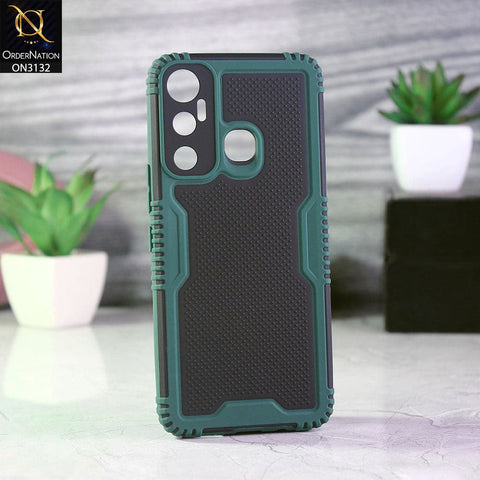 Infinix Hot 11 Cover - Green - Shockproff Dotted Hybrid Soft Case