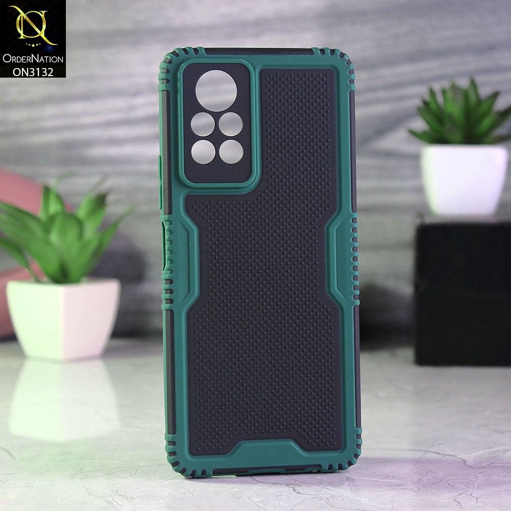 Infinix Note 11s Cover - Green - Shockproff Dotted Hybrid Soft Case