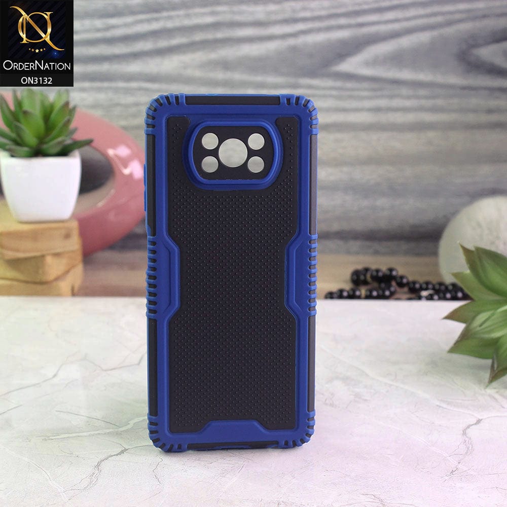Xiaomi Poco X3 Cover - Blue - Shockproff Dotted Hybrid Soft Case