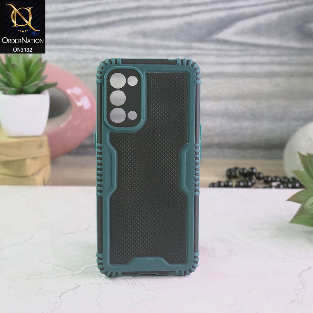 Oppo Reno 5 4G Cover - Green - Shockproff Dotted Hybrid Soft Case
