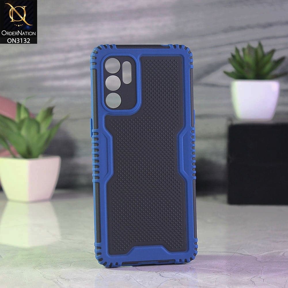 Oppo Reno 6 Cover - Blue - Shockproff Dotted Hybrid Soft Case