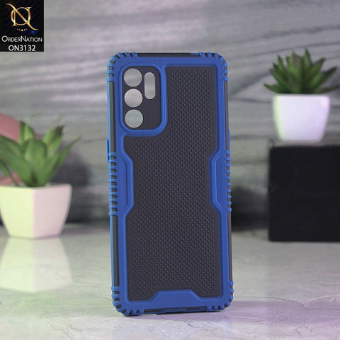 Oppo Reno 6 Cover - Blue - Shockproff Dotted Hybrid Soft Case