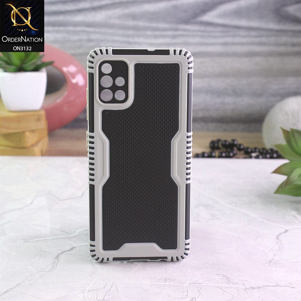 Samsung Galaxy A51 Cover - Gray - Shockproff Dotted Hybrid Soft Case