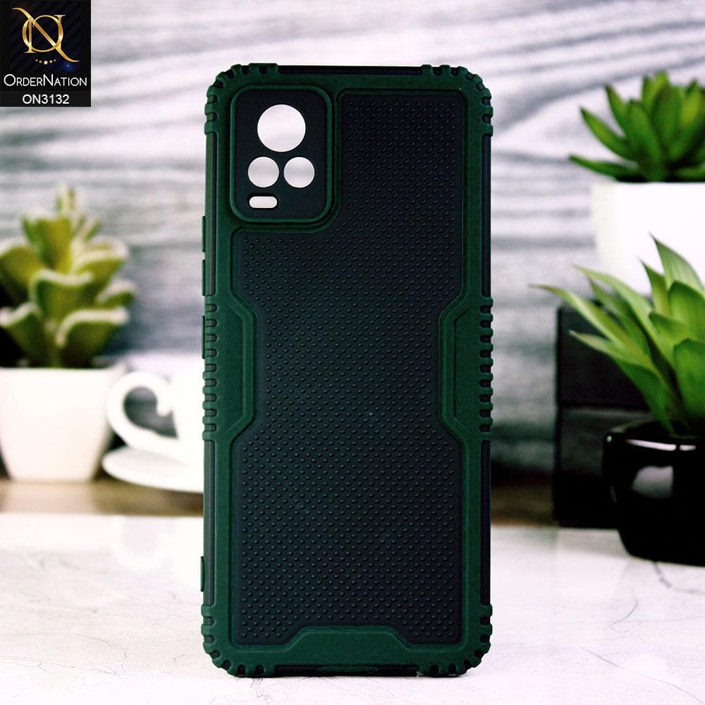 Vivo V21e Cover - Green - Shockproff Dotted Hybrid Soft Case