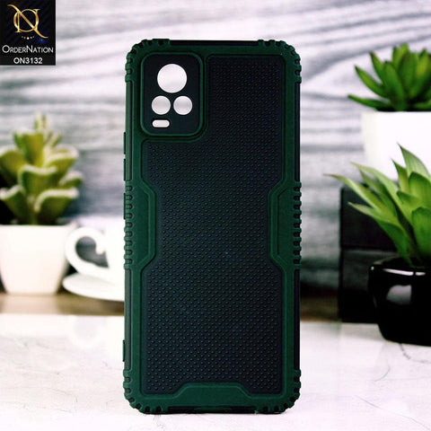 Vivo V21e Cover - Green - Shockproff Dotted Hybrid Soft Case