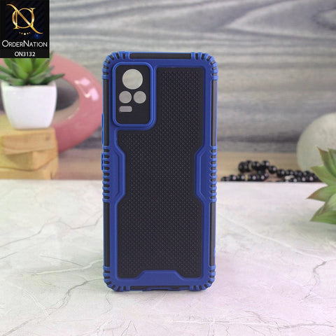 Vivo V21e Cover - Blue - Shockproff Dotted Hybrid Soft Case