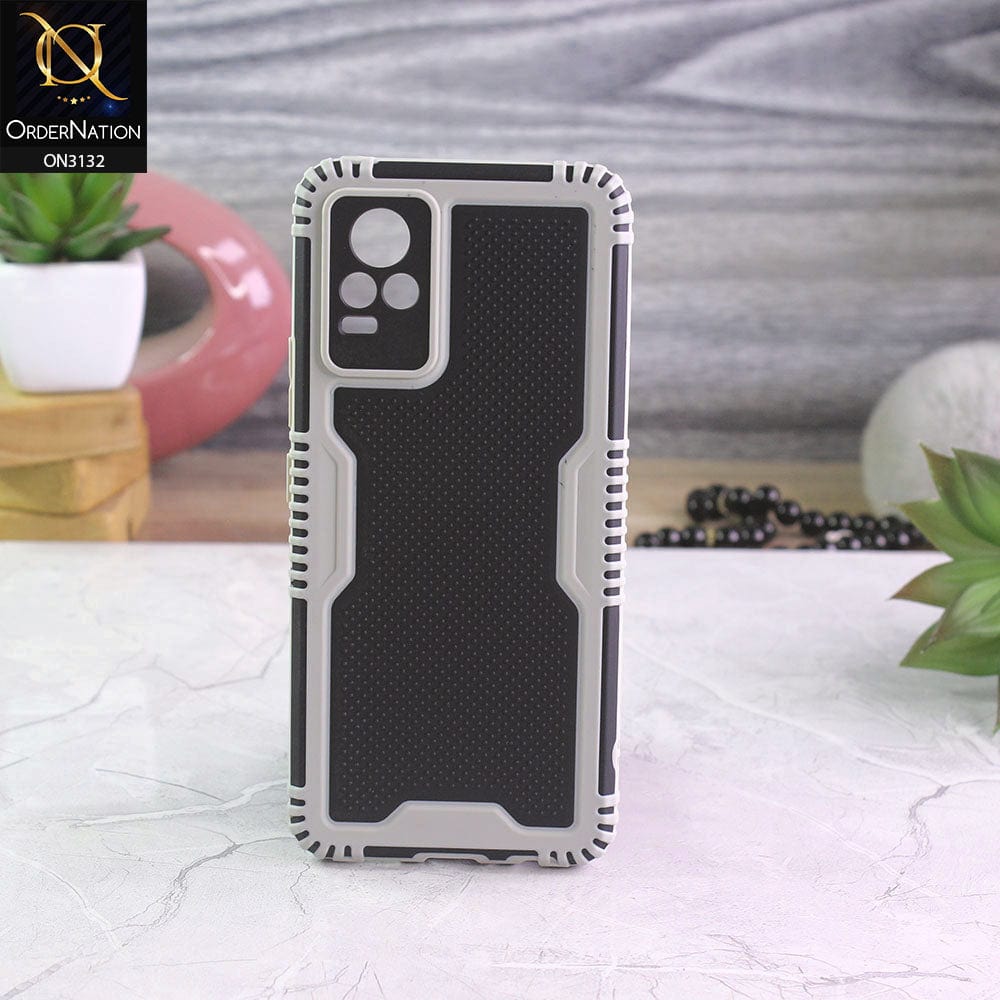 Vivo V21e Cover - Gray - Shockproff Dotted Hybrid Soft Case