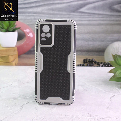 Vivo V21e Cover - Gray - Shockproff Dotted Hybrid Soft Case