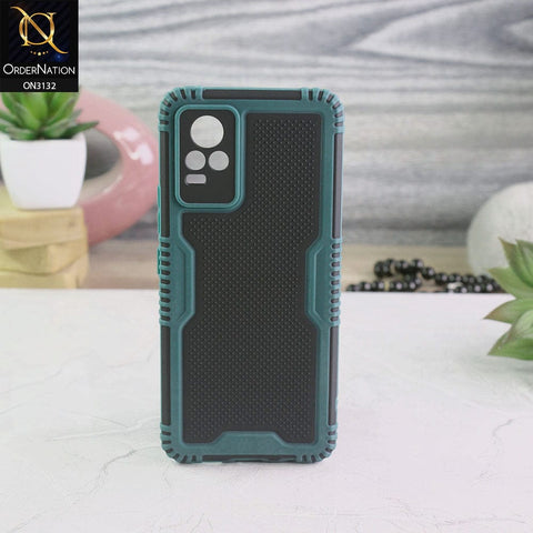 Vivo V21e Cover - Green - Shockproff Dotted Hybrid Soft Case