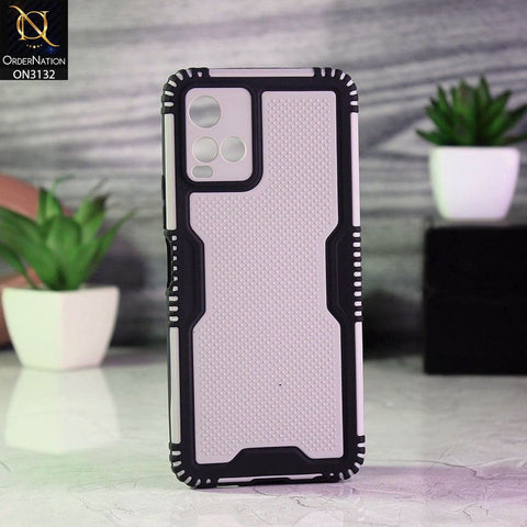 Vivo Y21s Cover - Black - Shockproff Dotted Hybrid Soft Case
