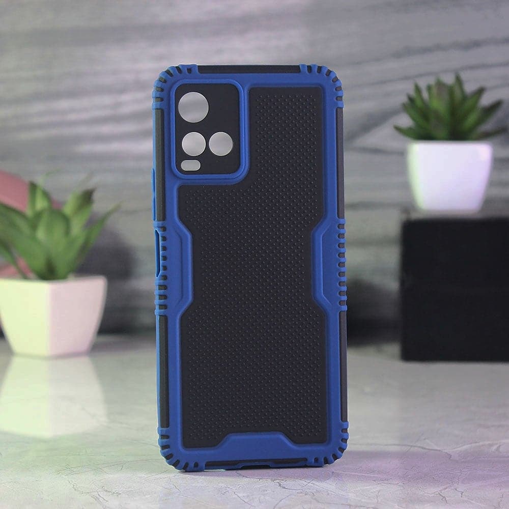 Vivo Y21 Cover - Blue - Shockproff Dotted Hybrid Soft Case