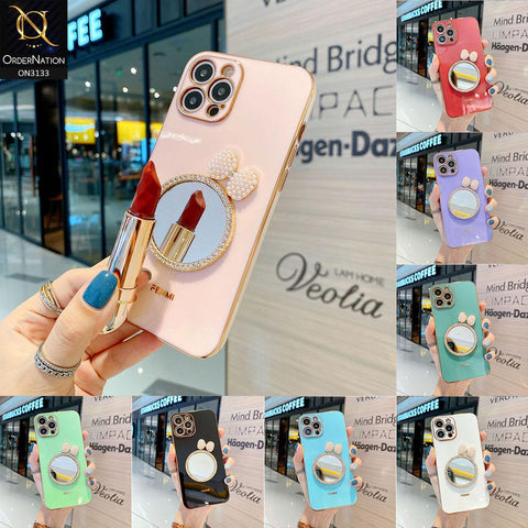 iPhone 11 Pro Cover - Turqoise - Electroplated Borders Diamond Mirror Pearl Bow Shiny Soft Case with Camera Protection