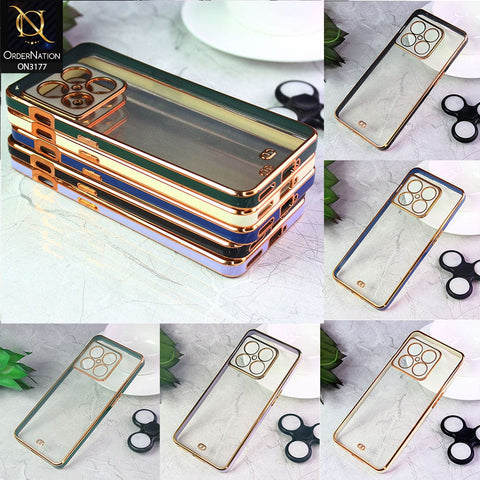 OnePlus 6T Cover - Blue - Eletroplating Soft Square Straight Edge Transparent Soft Case With Camera Protection