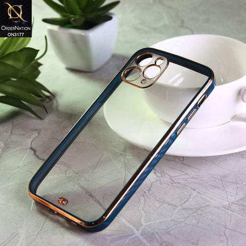 iPhone 11 Pro Cover - Blue - Eletroplating Soft Square Straight Edge Transparent Soft Case With Camera Protection