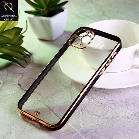 iPhone 11 Pro Max Cover - Black - Eletroplating Soft Square Straight Edge Transparent Soft Case With Camera Protection