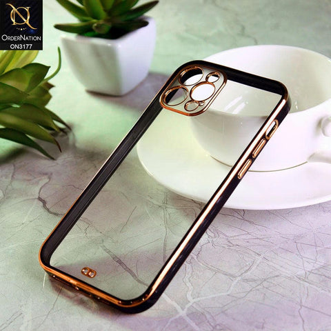 iPhone 12 Pro Max Cover - Black - Eletroplating Soft Square Straight Edge Transparent Soft Case With Camera Protection